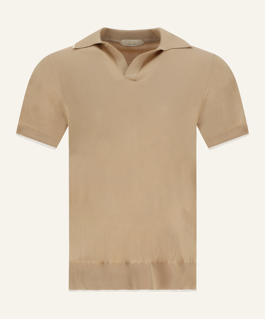 BUTTONLESS POLO TRIM-BEIGE 